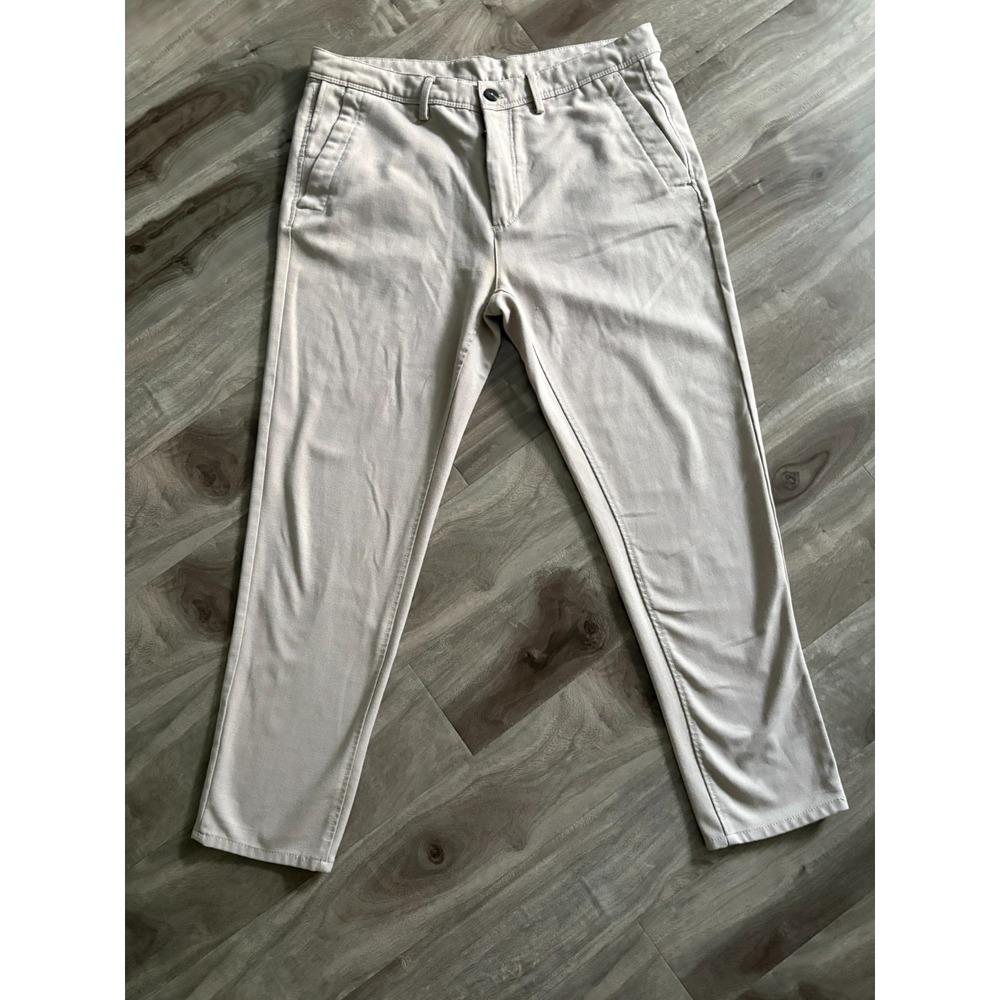 Zara Womens Beige Linen Blend Classic Mid Rise Straight Leg Pant‎ Size 32 EU